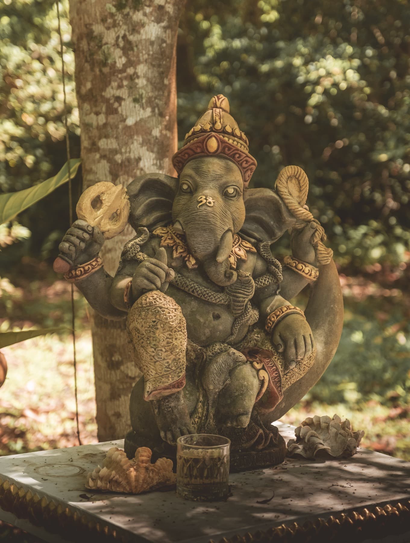 Ganesha statue in the tropical garden